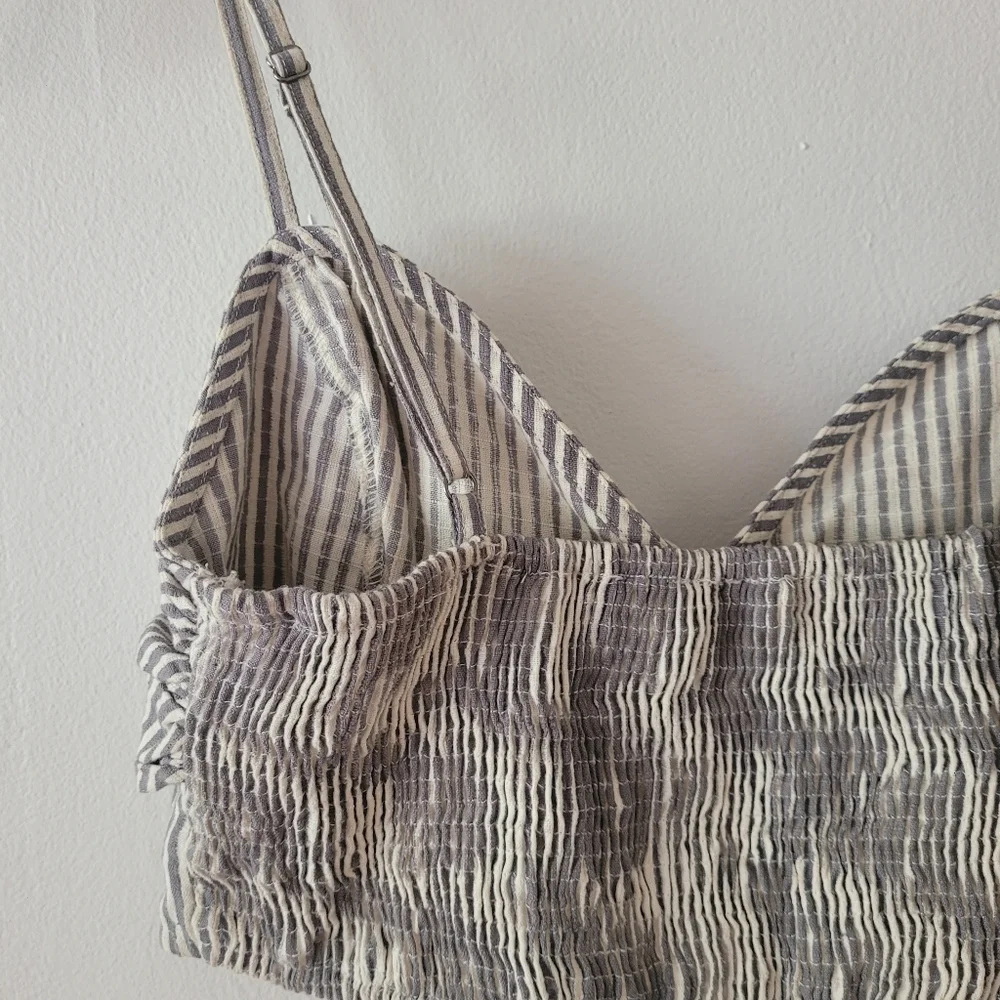 Free People NWT One Railroad Twin‎ Ties Striped Tie Top Cropped Medium